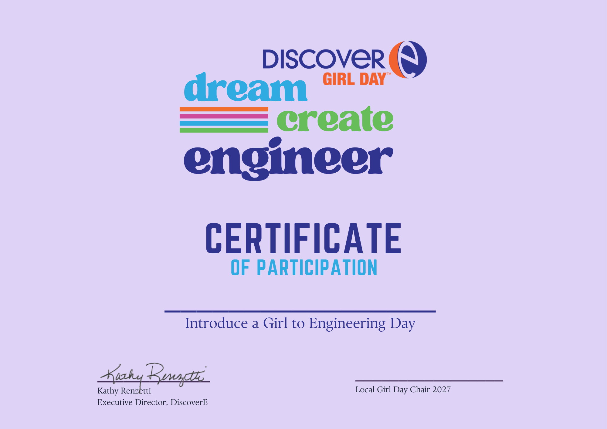Girl Day 2027 Certificate Girl Day 2024 Certificate