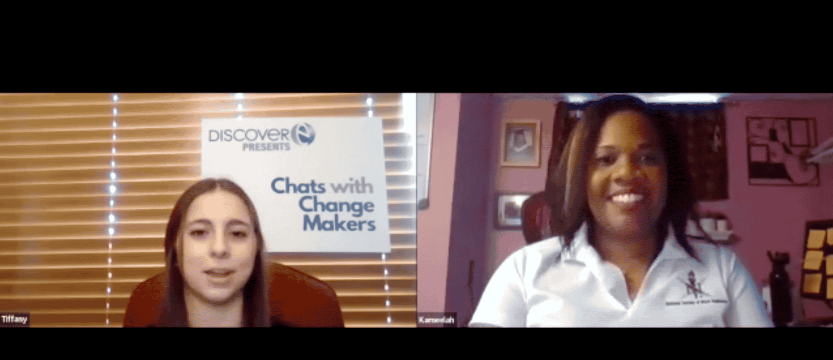 Chat host and student Tiffany chats with engineer Kameelah Majied