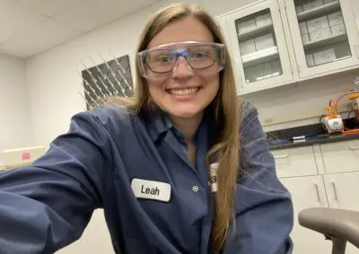 Leah Baker Chemical Engineer smiling in a laboratory