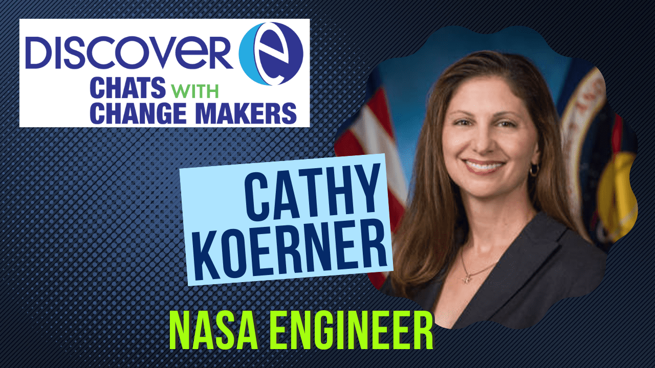 Graphic featuring headshot of NASA engineer guest Cathy Koerner