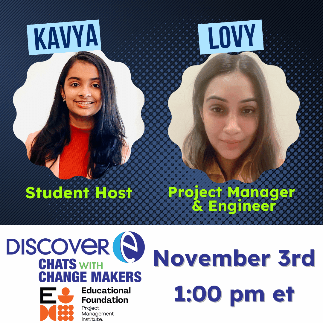 Graphic featuring student host Kavya and mining geotechnical engineer Emily Rose
