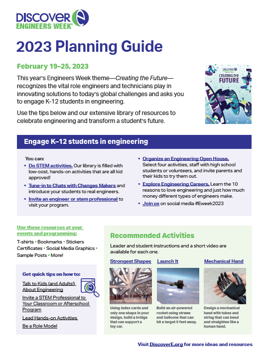 2023 Engineers Week Planning Guide for Educators Image